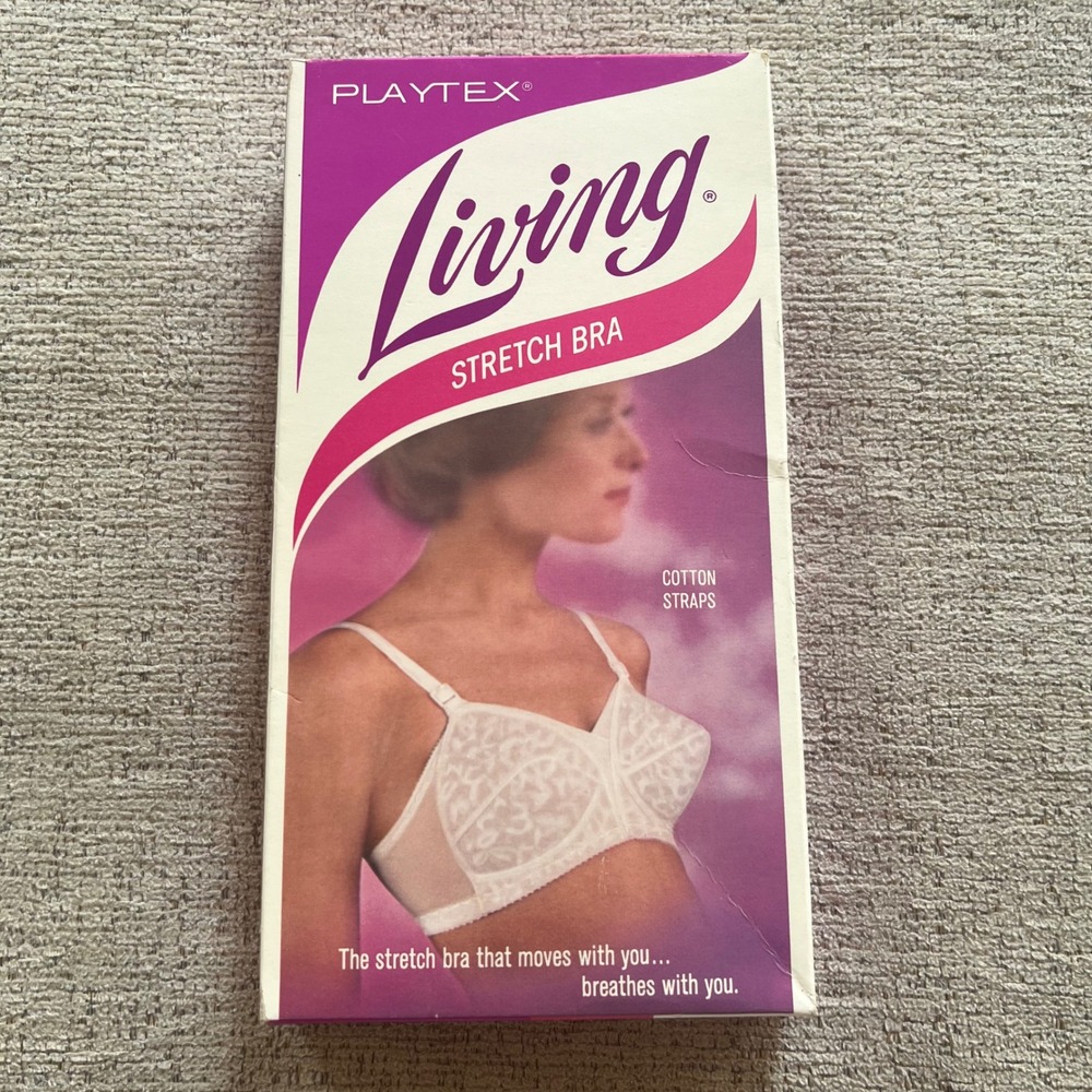 Vintage Playtex Living Stretch Bra 179 White Lace Cotton Straps 38C NIB